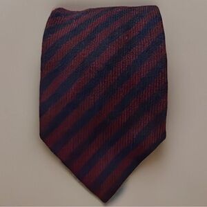 J. Dege & Sons Tie 100% Cashmere Red Navy Stripe Long Made in Britain